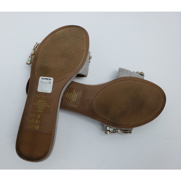 Express Gray Bejeweled Open Front & Back Slides Sandals Women’s‎ Size 6 EUC - Picture 7 of 7